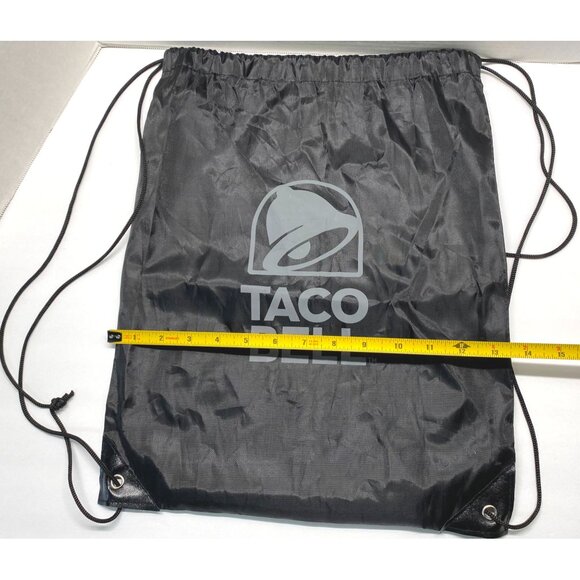 Taco Bell Restaurant Logo Black Drawstring Backpack Bag 16 Inch Tall - Picture 3 of 7